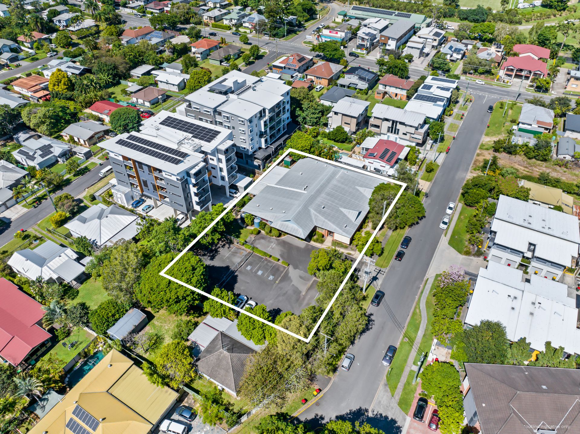 A modern commercial building with excellent carparking